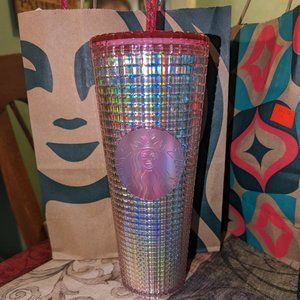 Starbucks 2023 Pink Diachronic Bubblegum Venti 24 oz Tumbler with Straw
